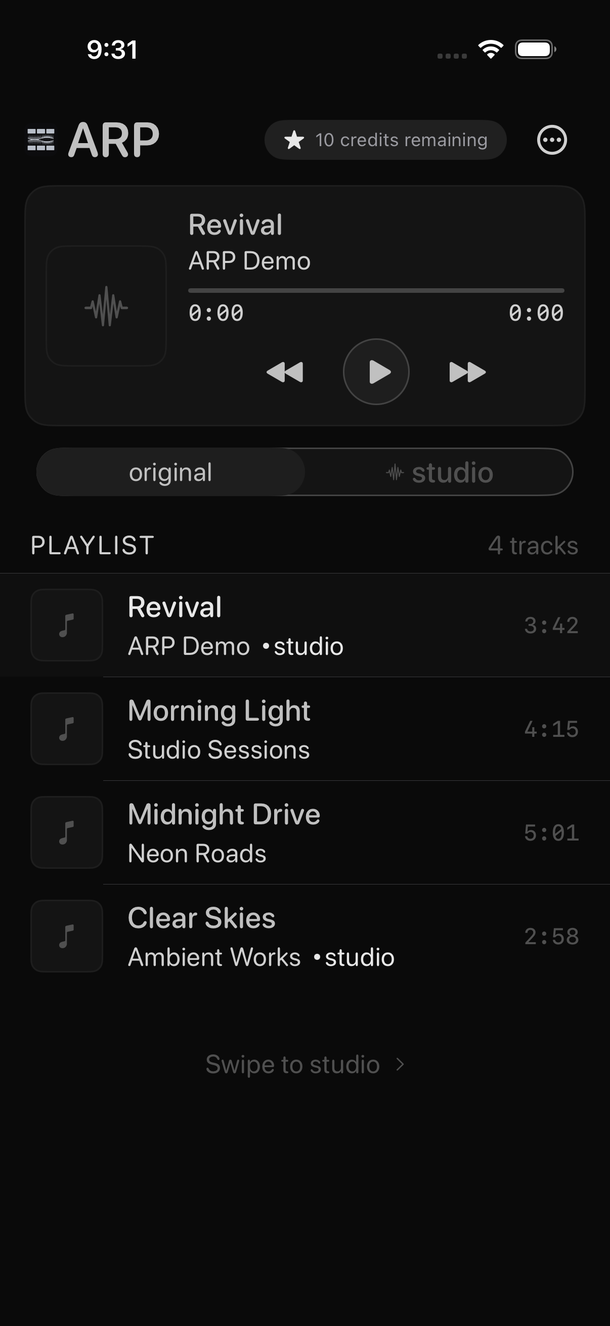 ARP App Interface - Player View
